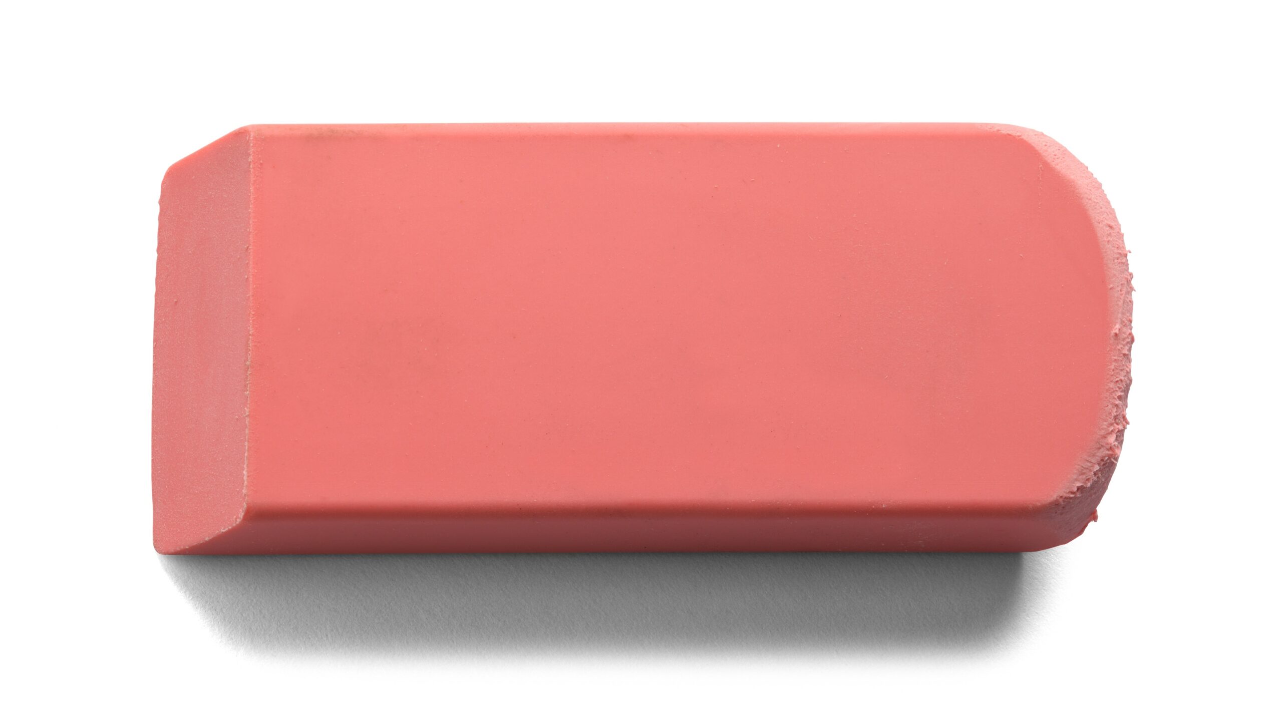 Worn,Old,Pink,Eraser,Top,View,Cut,Out,On,White.