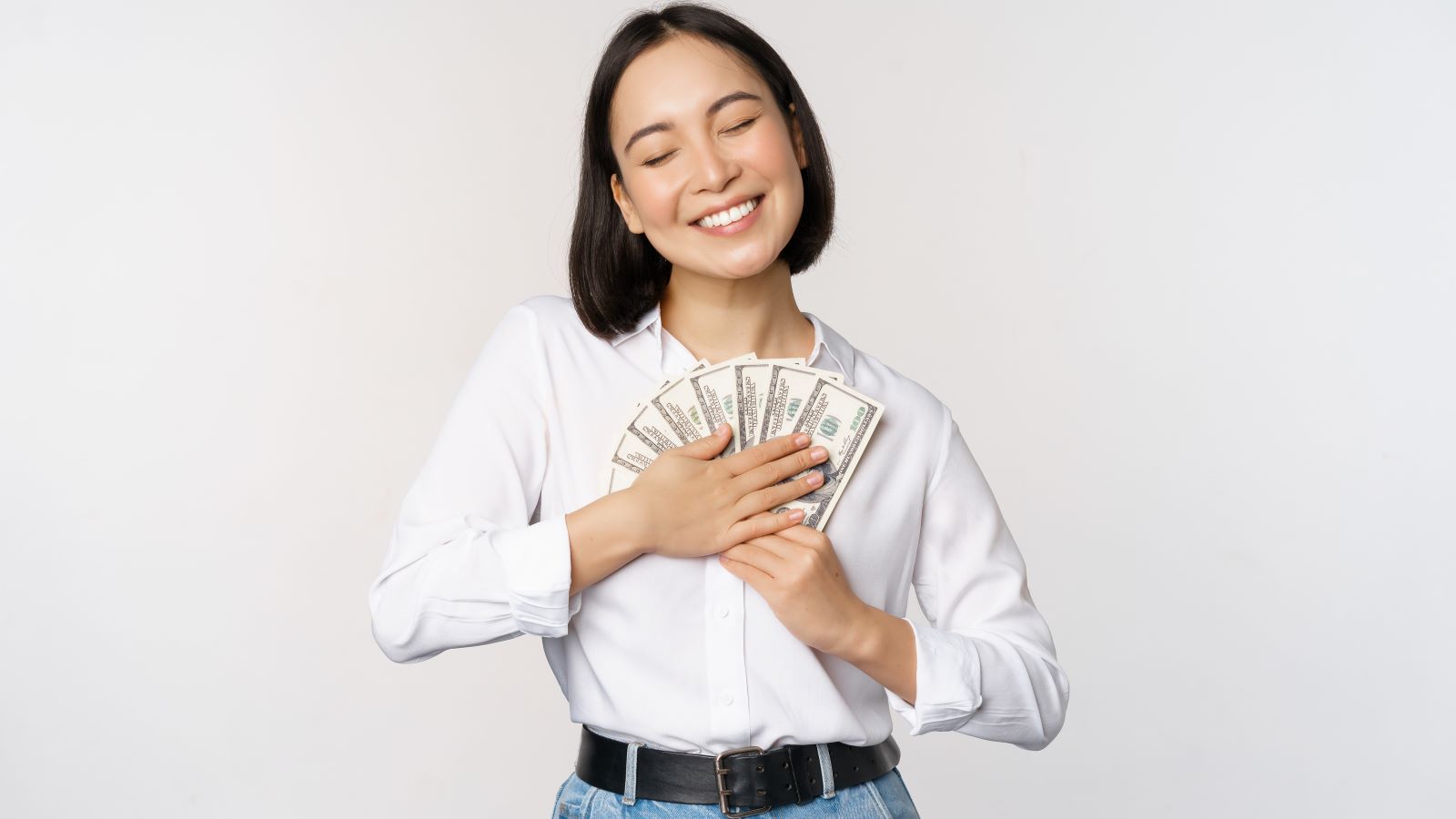 Woman Embrace Money