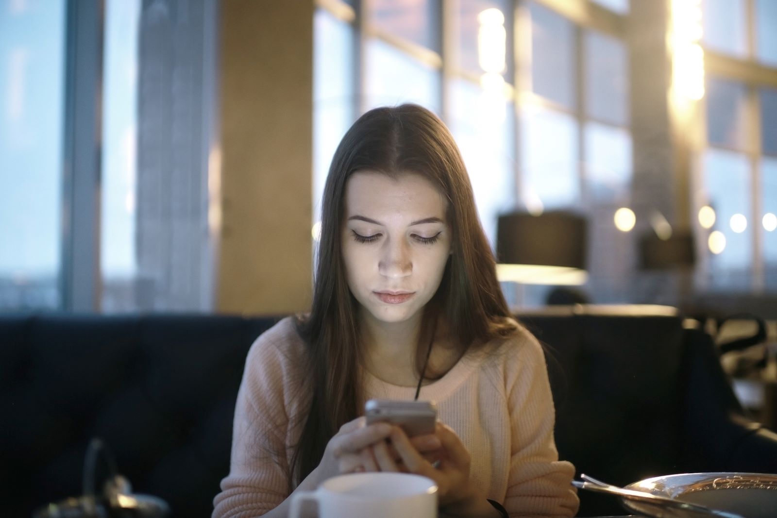 Girl Looking At Phone