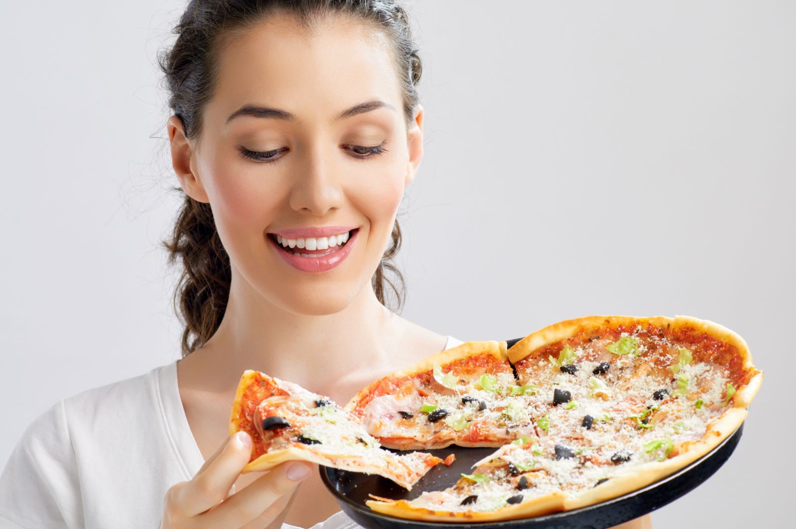 Woman Happy Pizza